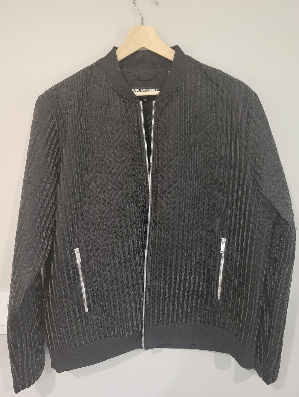 Karl Lagerfeld Black Quilted Bomber Jacket
